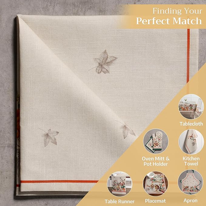 Maison d' Hermine Cloth Napkins Set of 4 100% Cotton for Thanksgiving Christmas Decorations Everyday Reusable Square Fall Napkins Cloth Washable Dinner Party (Recolte, 20"x20")
