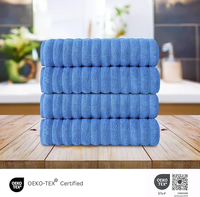 Classic Turkish Towels CTT Premium 4 Pack Bath Towels Set, Made with 100% Turkish Cotton, Spa & Hotel, Quick Drying Towels, Absorbent & Comfy | 27"x54" (Blue)