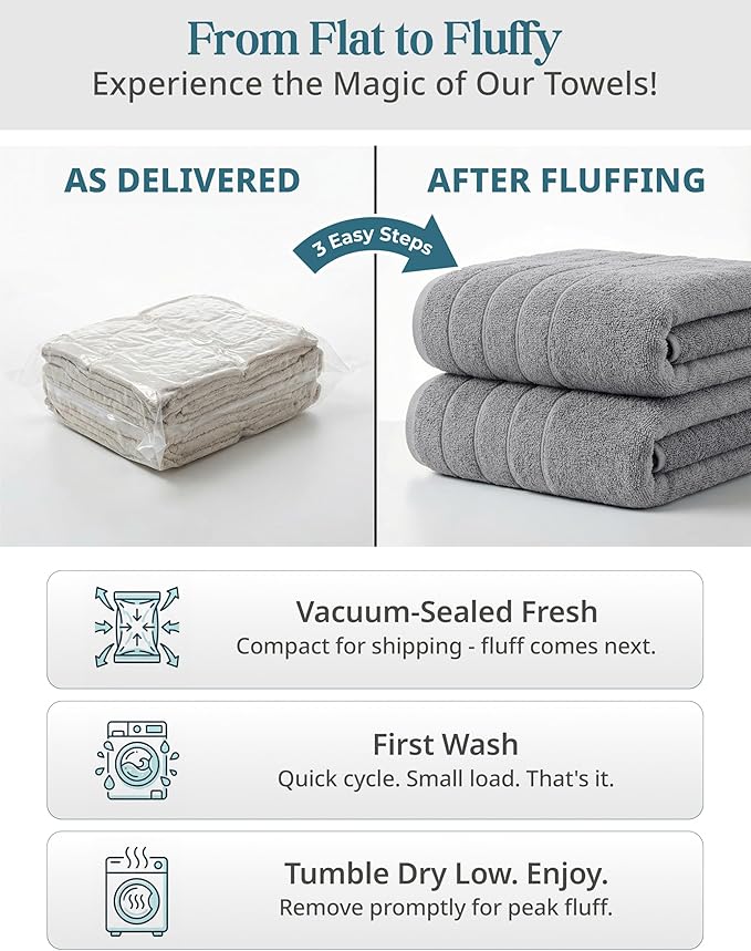 Casa Platino Premium Cotton Bath Towel Set 8 Pcs - Super Soft, Durable & Highly Absorbent - 2 Bath, 4 Washcloths, 2 Hand Towels for Bathroom - Oeko TEX Certified, Ringspun Tech & Hotel Quality - Grey