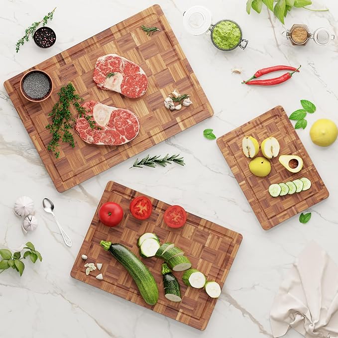 Large Cutting Board,Bamboo Wood Cutting Boards For Kitchen,3 Packs Chopping Board Set With Juice Groove, For Butcher Block,Vegetables,Fruits And Cheese