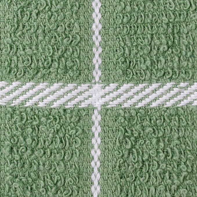 Ritz Premium Terry Check Kitchen Dish Cloths, 6-Pack, Juniper