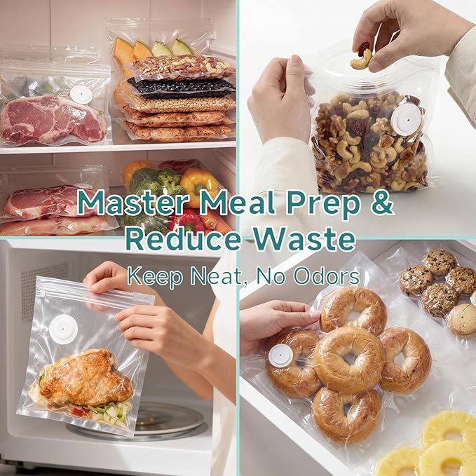 Mehomeli Reusable Vacuum Sealer Bags for Food – 30 BPA-Free Small (8.66in × 8.26in) Food Storage Bags, Freezer Microwave Safe, Odor-Resistant, Leak-Proof – Compatible with Handheld Vacuum Sealers | BPA Free Material