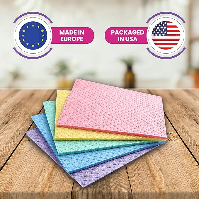 Swedish Dishcloths – Eco-Friendly Reusable Kitchen Towels – 3 Pack Cleaning Cloths for Dishes, Counters & Surfaces – Super Absorbent, Compostable, Zero-Waste Alternative