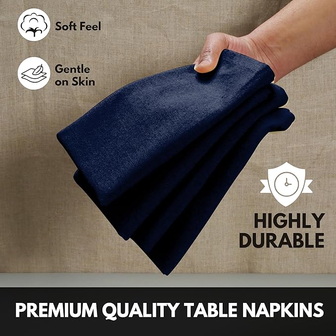 Cloth Napkin 17Inch x 17Inch, Washable & Reusable Napkins, Set of 4, Durable, Absorbent, Soft Linen Table Napkins for Fall, Parties, Holiday, Lunch, Dinner, Everyday Use, Navy Blue