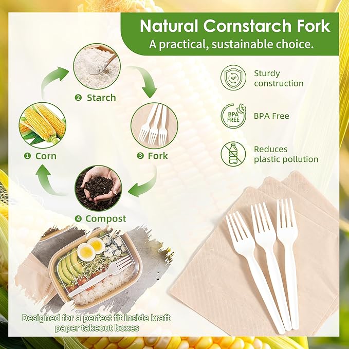 50-Pack 30oz Disposable Meal Prep Containers【with Lids and Forks】, Compostable Kraft Paper Bowls To Go Food Containers, Microwave & Freezer Safe for Hot & Cold Foods