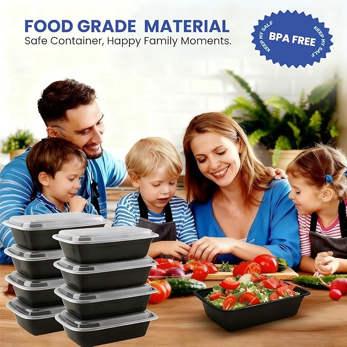 32oz 10 Pack Meal Prep Containers Reusable BPA-Free, Disposable Food Storage Containers with Lids, Leakproof To Go Food Containers, Microwave Freezer Dishwasher Safe