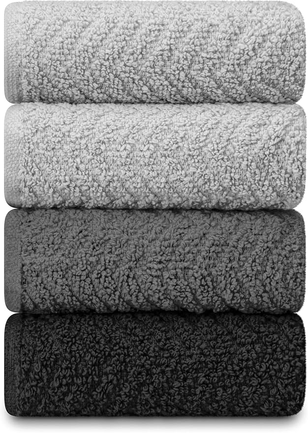 DecorRack 100% Cotton Kitchen Towels, 15" x 25" Absorbent Dish Towels [Premium Quality 400 GSM] Monotone Set (Pack of 4)