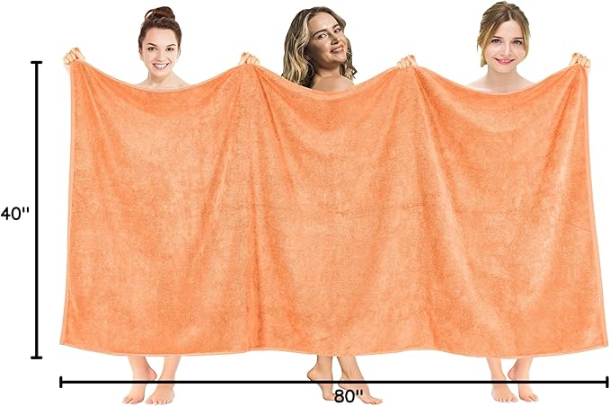 American Soft Linen 100% Cotton 600 GSM Turkish 40x80 Oversized Bath Towel Sheet, Extra Large Adult Towels for Bathroom, Malibu Peach Bath Sheet