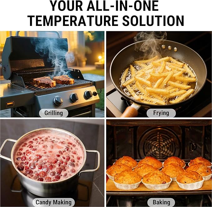 TempPro Lightning 0.5 Sec Instant Read Meat Thermometer, Kitchen Food Thermometer with 180° Rotating Display, IP67 Waterproof Cooking Thermometer for Deep Fry Smoker BBQ Grill (Previously ThermoPro)