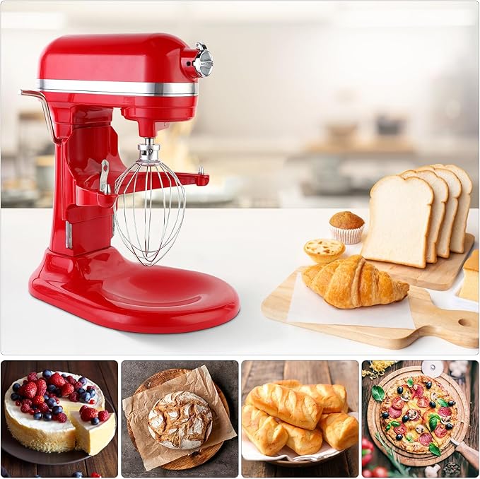 6 Wire Whisk Attachments Compatible with KitchenAid 5Plus-6Quart Mixer, Bowl Lift Stand Mixer Accessories, 6-Quart Stainless Steel Whisk, Egg Cream, Cake Mayonnaise, For Multiple Models