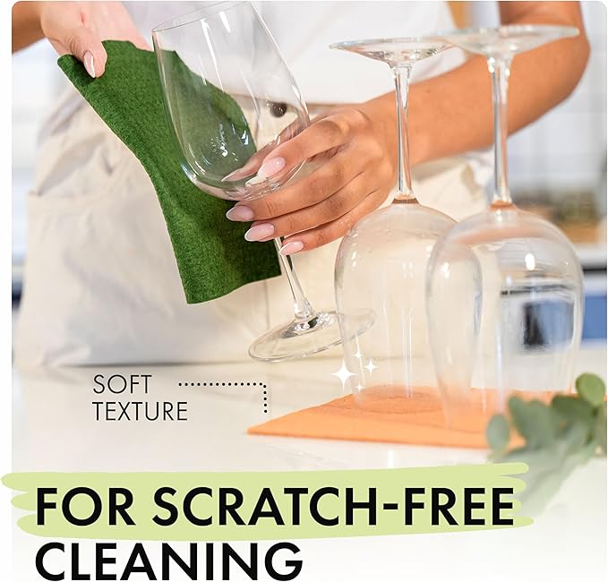 SUPERSCANDI 5 Pack Swedish Dishcloths for Kitchen - 100% Biodegradable & Compostable | Reusable Paper Towels Washable, Food-Safe & Without Plastic - Dish Rags Suitable for Any Surface | Premium, Sand