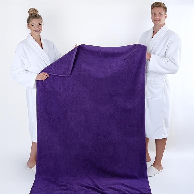 American Soft Linen 100% Cotton 600 GSM Turkish 40x80 Oversized Bath Towel Sheet, Extra Large Adult Towels for Bathroom, Purple Bath Sheet