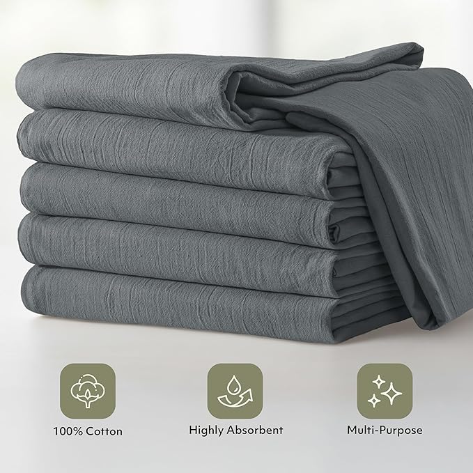 Utopia Kitchen Light Grey Flour Sack Towels [12 Pack - 28 x 28 Inch] 100% Cotton Tea Towels for Cleaning & Drying - Highly Absorbent Kitchen Dish Cloth