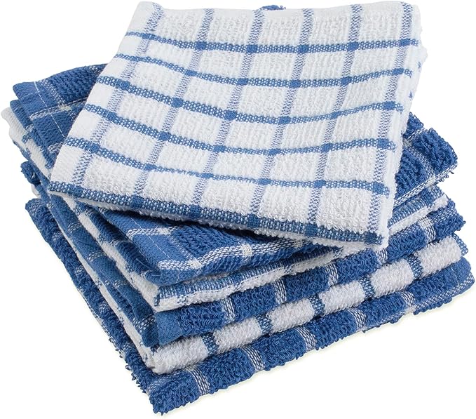 DII Basic Terry Collection Windowpane Dishcloth Set, 12x12, Blueberry, 6 Piece