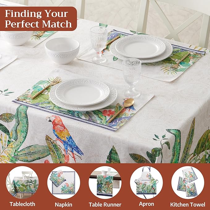 Maison d' Hermine Placemats 100% Combed Cotton Premium Set of 4 Dinner Placemat, Decorative Washable Cloth Placemat, Dining, Buffet Parties & Camping - Mosaic (13"x19")