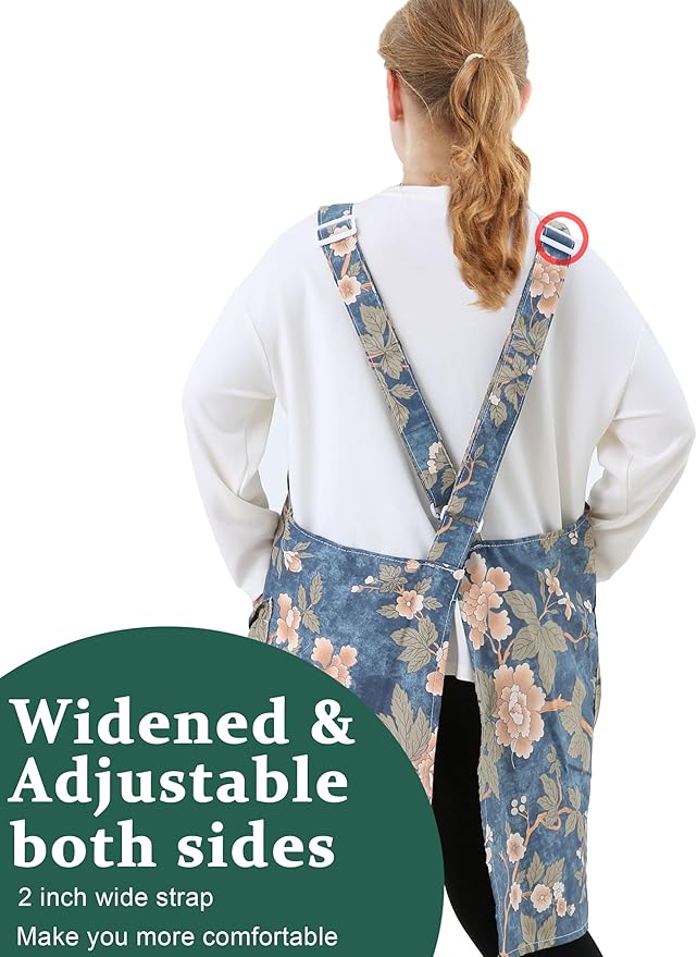 Big Plus Size Aprons for Women with Pockets Cotton Linen Baking Kitchen Cooking