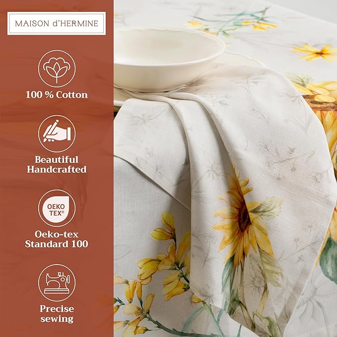 Maison d' Hermine Cloth Napkins Set of 4 100% Cotton Everyday Reusable Square Napkins Cloth Washable Dinner Party Wedding Restaurant Gifts for Mothers Day Spring/Summer (Candice, 20" x 20")
