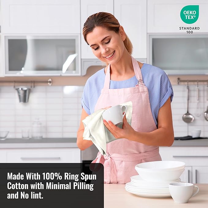 ROYALE LINENS Flour Sack Towels – 6 Pack 28x28 Inch Natural Kitchen Dish Towels – 100% Cotton Tea Towels for Bread Proofing, Cheese Straining, Baking, Cleaning, Drying, Embroidery, Multipurpose Use