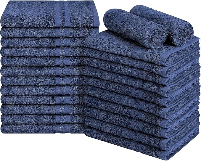 ARC HOME 24 Pack Premium Hand Towels – 100% Cotton, Soft & Highly Absorbent – 16x27 Inches, Navy Blue Bulk Towels for Bathroom, Spa, Gym & Daily Use