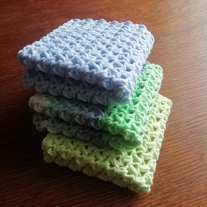 Set 3 Cotton Pastel Dish Rags Crochet Reusable Washcloth Knitted Volume Kitchen Dish Cloth Absorbente Widely Use