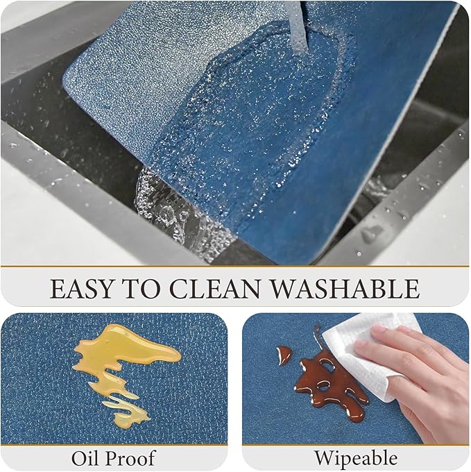 Vinyl Placemats Set of 4-12x17 Inch - Heat Resistant Washable Place Mats Waterproof Non-Slip Wipeable Table Mats for Dining Table Decor, Indoor/Outdoor Plastic Mat
