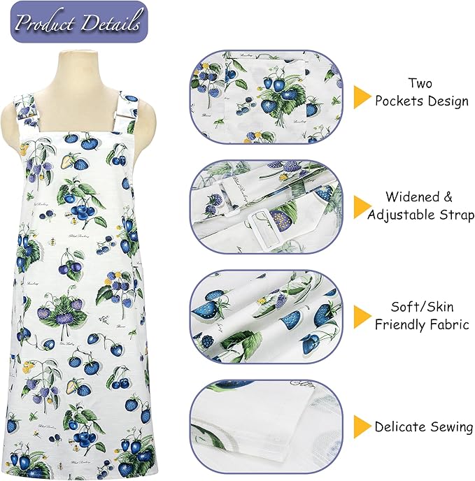 NEOVIVA Kitchen Aprons for Women with Pockets,Cooking Aprons for Women,Vintage Apron for Baking Gardening,Gifts for Mothers