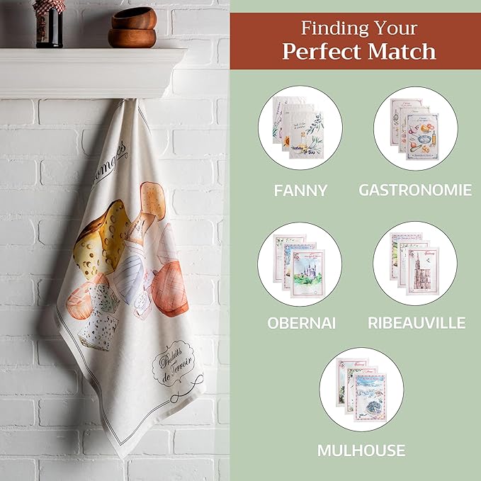 Maison d' Hermine Kitchen Towels Set of 3 100% Cotton 27.50" x 20" Reusable Cloth Tea Dish Towels Absorbent with Hanging Loop for Kitchen Gifts for Mothers Day Spring/Summer (Terroir)