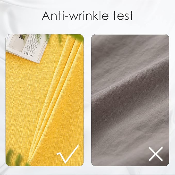 BALCONY & FALCON Rectangle Tablecloth Washable Wrinkle Resistant and Water Proof Table Cloth Decorative Linen Fabric Tablecloths for Dining Parties Kitchen Wedding and Outdoor Use (Yellow, 57x118)