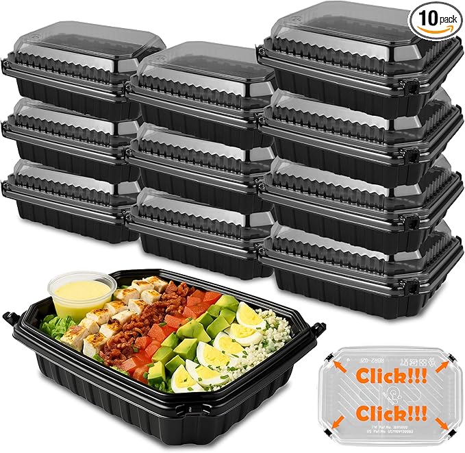 Ultra-Cold Freezer Containers (-30°C/-22°F), Frozen Meal Prep Storage with Lids, Microwave & Freezer-Safe, Perfect for Frozen Meat, Seafood and Hot Meals, 10" x 8.2" x 3.7", 10 Packs