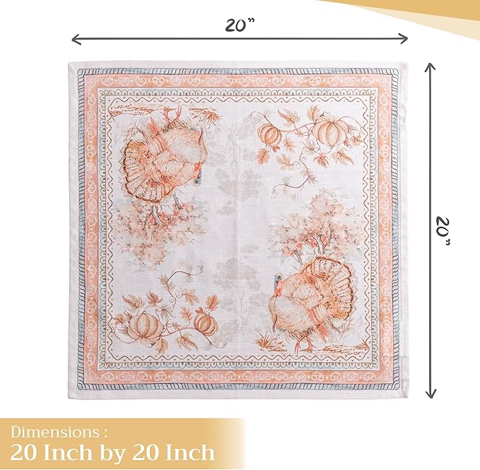 Maison d' Hermine Cloth Napkins Set of 4 100% Cotton for Thanksgiving Christmas Decorations Everyday Reusable Square Fall Napkins Cloth Washable Dinner Party (Giving Thanks, 20"x20")