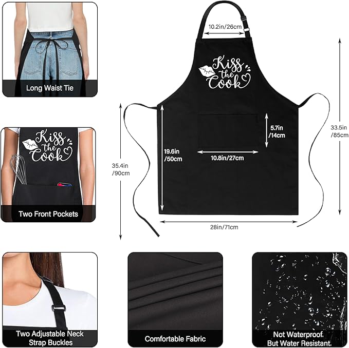 Xornis 100% Cotton Funny Apron for Men Women Adjustable Bib Aprons with 2 Pockets Grill Kitchen Cooking BBQ One Size Fits All