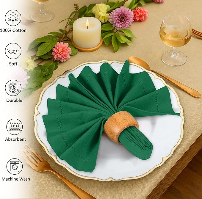 Ruvanti Cloth Napkins Set of 12, 100% Cotton High GSM 18x18 Inches, Hem Stitched Corners, Soft, Washable, Highly Durable & Absorbent, Perfect for Parties, Christmas, Thanksgiving Dinners – Amazon