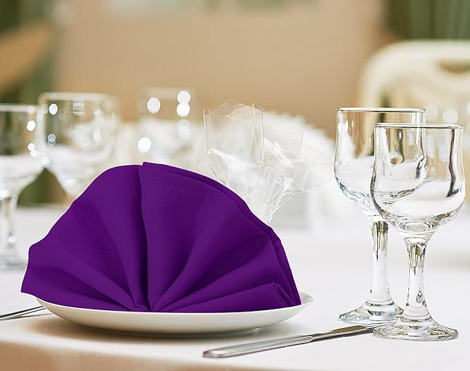Utopia Home [24 Pack, Purple] Cloth Napkins 17x17 Inches, 100% Polyester Hemmed Edges, Washable and Reusable Ideal for Parties, Weddings and Dinners
