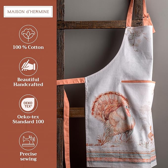 Maison d' Hermine 100% Cotton Apron for women with Pocket Kitchen Chef Apron for Men Cooking Mothers Day Gifts