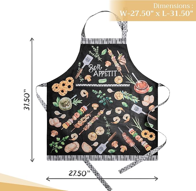 Maison d' Hermine 100% Cotton Apron for women with Pocket Kitchen Chef Apron for Men Cooking Mothers Day Gifts
