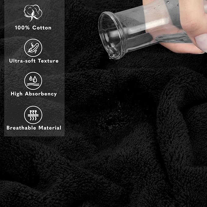 American Soft Linen 35x70 Jumbo Large Bath Towel, 600 GSM 100% Cotton Turkish Bath Sheet, Oversized Luxury Bath Towel for Bathroom Beach and Pool, Black