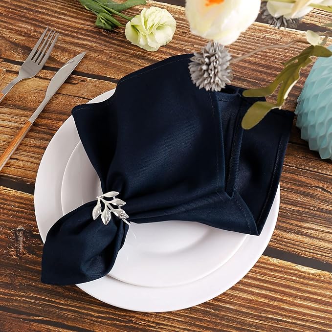 Cloth Napkins Set of 6, 18 x 18 Inches Cotton Washable Table Napkins Reusable Navy Blue Dinner Cloth Napkins for Wedding, Parties, Thanksgiving, Christmas, Kitchen Dining (Navy Blue)