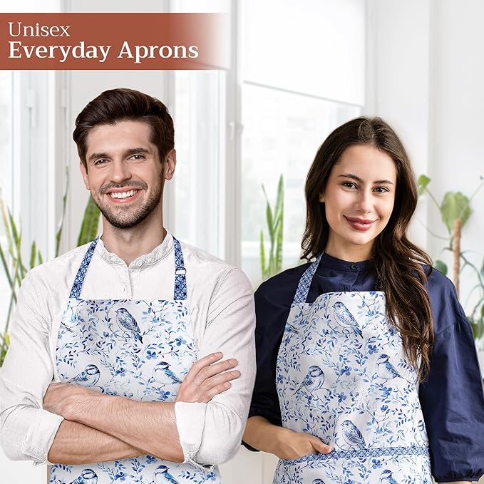 Maison d' Hermine 100% Cotton Apron for women with Pocket Kitchen Chef Apron for Men Cooking Mothers Day Gifts