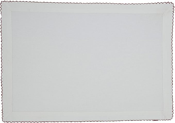 SARO LIFESTYLE Recotting Collection Whip Stitched Placemats (Set of 4), 14"x20", Red