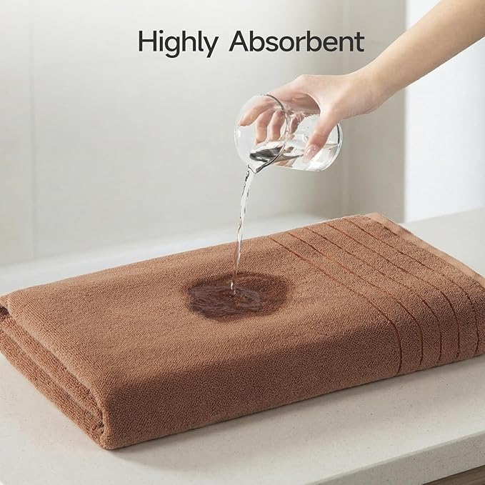 REDKISS 2 Pack 100% Cotton Thick Extra Large Bath Towels 35 X 70 Inches, Quick Dry, Ultra Soft & Highly Absorbent Brown Bathroom Towel Sets for Bathroom, Gym, Spa, Pool & Hotel