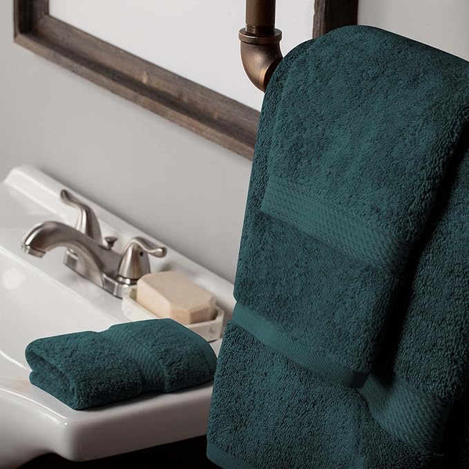 Superior Egyptian Cotton Pile 3 Piece Towel Set, Includes 1 Bath, 1 Hand, 1 Face Towel/ Washcloth, Ultra Soft Luxury Towels, Thick Plush Essentials, Guest Bath, Spa, Hotel Bathroom, Teal
