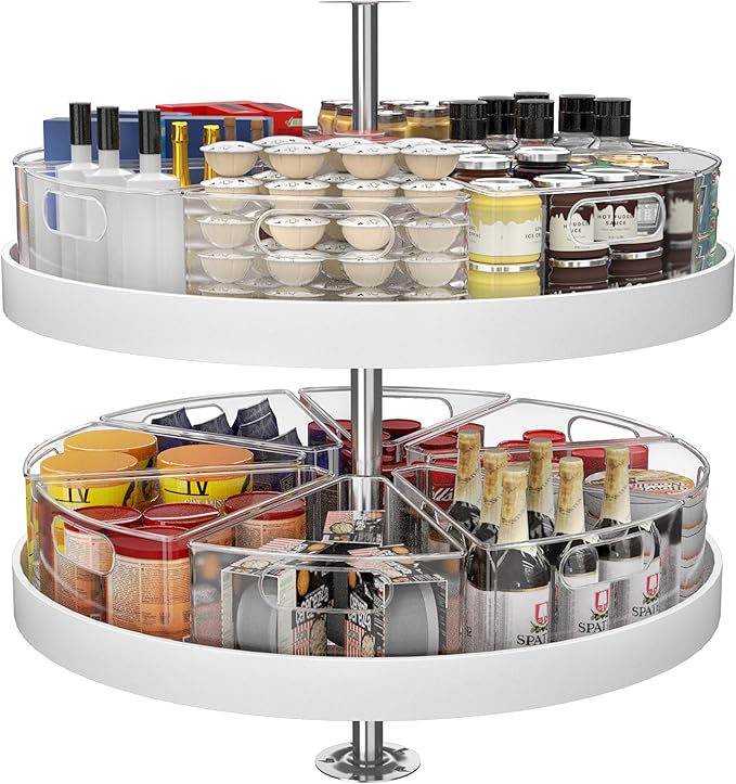 JOWBOOW Lazy Susan Organizer Bins for 28"-29" Diameter Corner Cabinet Lazy Susan, 8 Pack, Clear Plastic Cabinet and Pantry Storage Bin, 1/8 Wedge-Food Safe, BPA Free