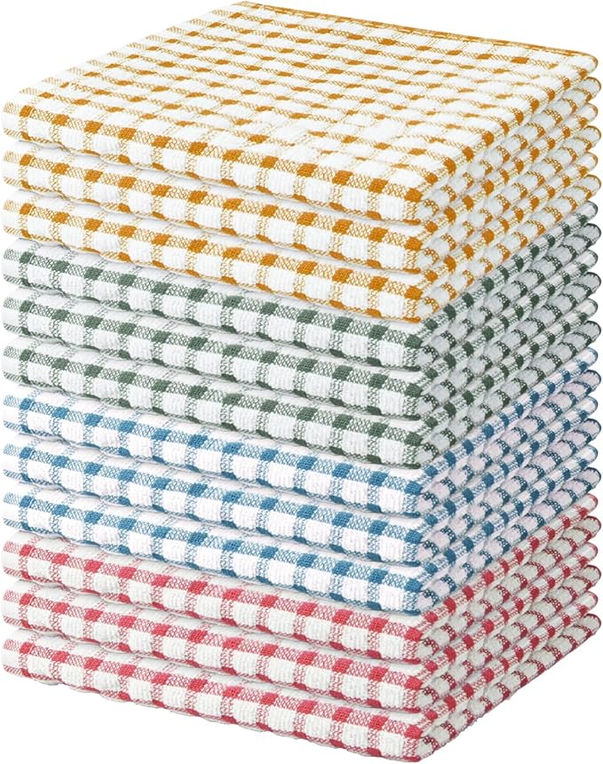 Nialnant 12 Pack Dish Towels for Kitchen,100% Cotton Soft Dish Rags,Quick Drying Dish Cloths for Washing Dishes,Cleaning Rags-11 x 11In