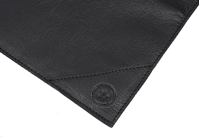 One Size Fits Utility Apron | Adjustable Cross-Back Straps | Multi-Use Shop Apron With Tool Pockets By Aaron Leather Goods (Leather, Black)