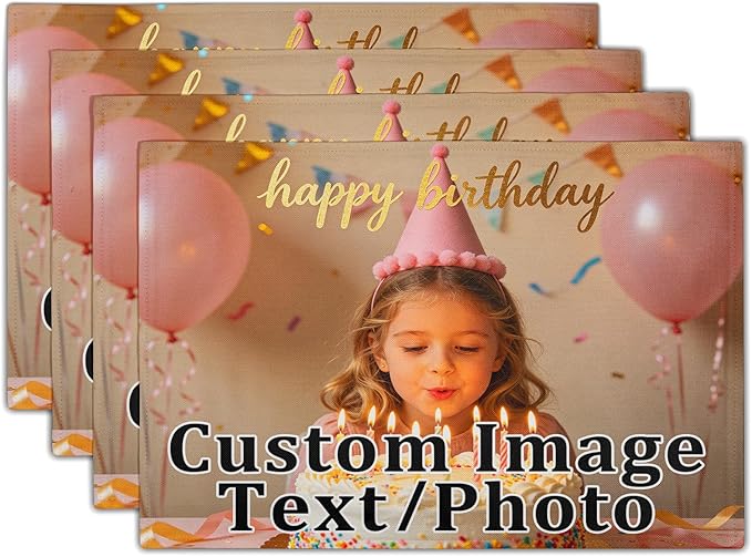 Custom Placemat Set of 4 Personalized Picture Decoration Table Place Mats for Holiday Dining Decor