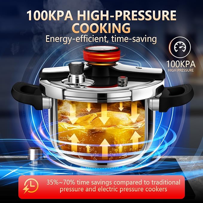 pressure cooker stainless steel 10.57 quart, olla de presion, stainless steel Pressure Cooker 10+ quart, Compatible with Induction and Gas Stovetops, ollas de presión para cocinar panela de pressao