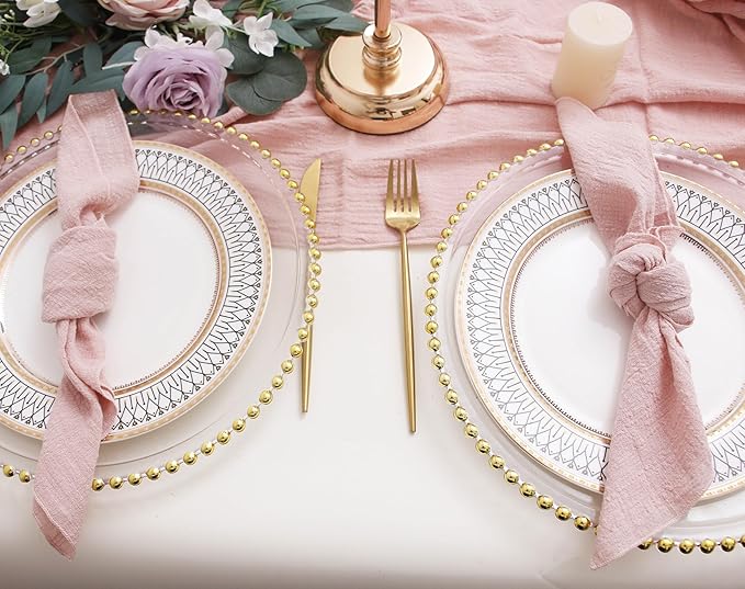 Dinner Cloth Napkins Set of 10,Gauze Napkins 100% Soft Cotton,Washable Spring Easter Cloth Napkins for Wedding Decorative Bridal Shower Family Everyday Use,40 * 40cm (16 * 16 inches),Dusty Pink