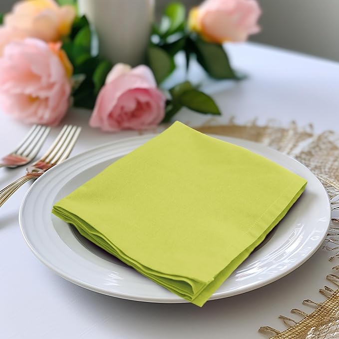 COTTON CRAFT Easter Cloth Napkins - Set of 8 Soft 100% Cotton Napkins - Reusable Lunch Brunch Dinner Napkins - St Patricks Spring Summer Table Decor - Machine Washable - 17x17 inches - Soft Pistachio