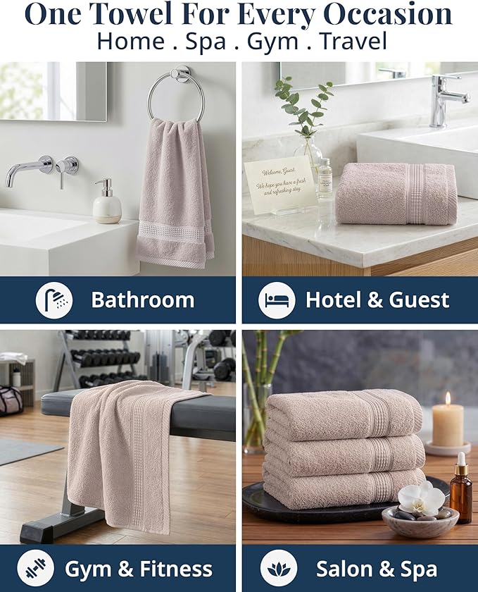 LANE LINEN Bath Hand Towels - Pack of 4 (16"x 28"), 100% Cotton - Soft, Quick Dry & Highly Absorbent, Hand and Face Towels - Bathroom Hand Towel Set, Great for Gym, Salon, Spa & Family Use - Platinum