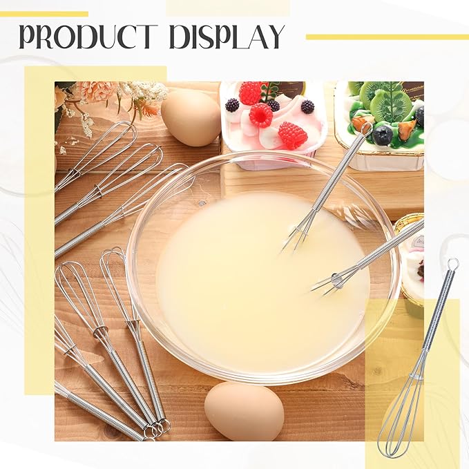 Baderke 50 Pcs Mini Whisk Bulk Small Whisks for Cooking 304 Stainless Steel Tiny Whisk for Baking, Whipping, Beating Eggs, Mixing Sauces, Blending Ingredients (6 Inch)